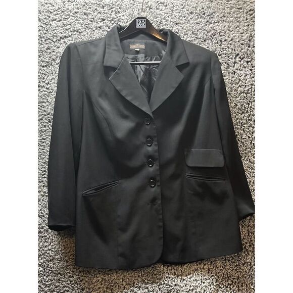 Savannah Women's Vintage Black Wool Blend Blazer Coat Size 16 - Picture 5 of 11